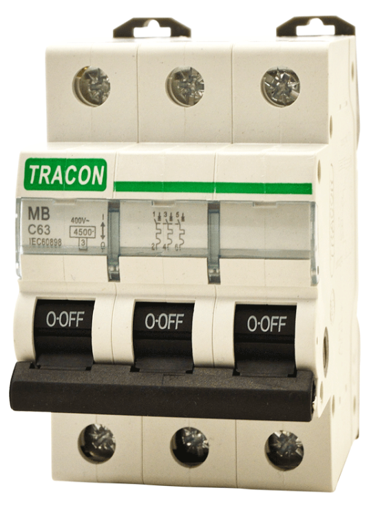 Wyłącznik nadprądowy 4,5kA, 3 pol, C 25A, 4,5 kA MB-3C-25 Tracon Electric