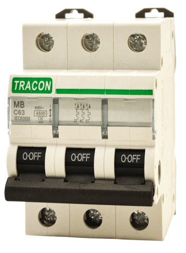 Wyłącznik nadprądowy 4,5kA, 3 pol, C 50A, 4,5 kA MB-3C-50 Tracon Electric