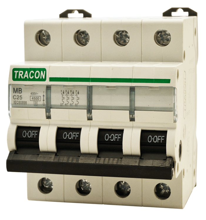 Wyłącznik nadprądowy 4,5kA, 4polowy, charakterystyka C 50A, 4,5 kA MB-4C-50 Tracon Electric