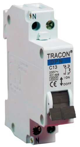 Wyłącznik nadprądowy 1+N pol, charakterystyka C 25A, 4,5kA DPN-C-25 Tracon Electric