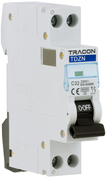 Wyłącznik nadprądowy 1+N pol,charakterystyka C 1+N, C6, 6kA TDZNC6 Tracon Electric