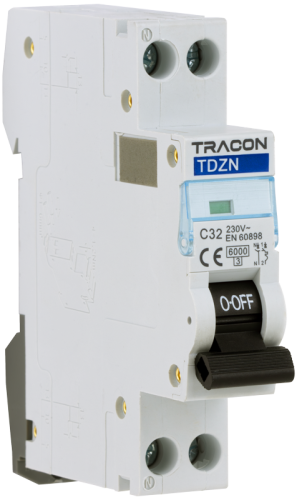 Wyłącznik nadprądowy 1+N pol,charakterystyka C 1+N, C16, 6kA TDZNC16 Tracon Electric