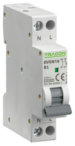 Wyłącznik nadprądowy 1+N pol., charakterystyka B 2A, B, 1P+N, 10kA EVON10B2 Tracon Electric