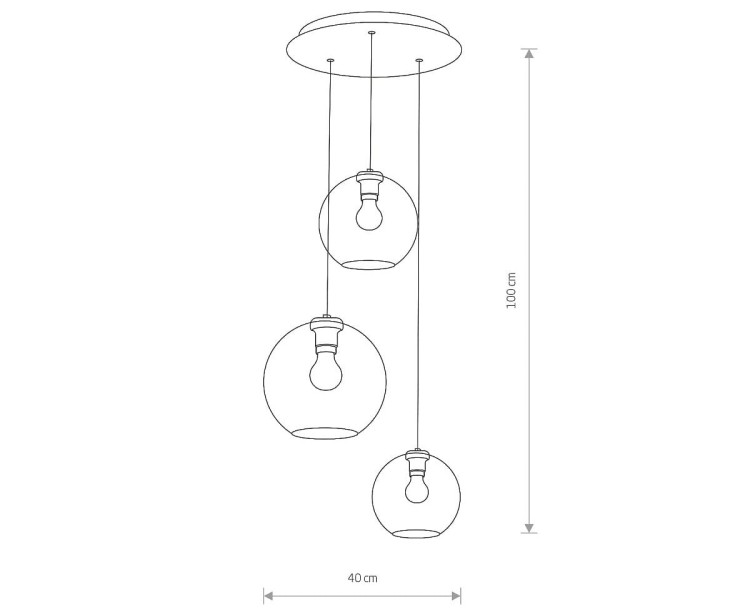 Lampa sufitowa wisząca Industrialna Loft VETRO III zwis 7641 NOWODVORSKI Lighting E27 x3 nowoczesna oświetleniowa żyrandol szklana przyciemniana dymiona kula metal czarna przezroczysta szkło dymione Inspiracje Premium