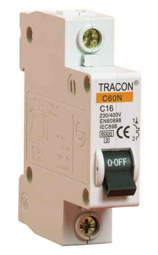 Wyłącznik nadprądowy, 1 pol, charakterystyka C 25A, 6kA C60-25-1 Tracon Electric