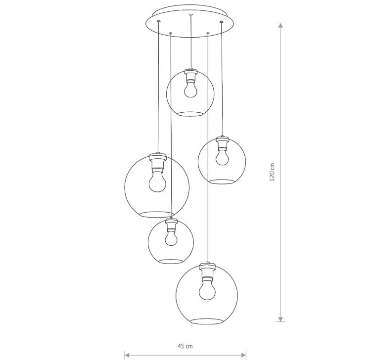 Lampa sufitowa wisząca Industrialna Loft VETRO V zwis 7642 NOWODVORSKI Lighting E27 x5 nowoczesna oświetleniowa żyrandol szklana przyciemniana dymiona kula metal czarna przezroczysta szkło dymione Inspiracje Premium