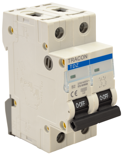 Wyłącznik nadprądowy, 2 pol, charakterystyka C 63A, 6kA TDZ-2C-63 Tracon Electric