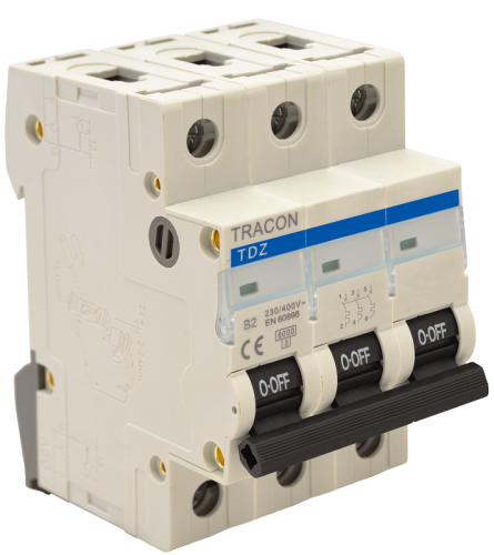 Wyłącznik nadprądowy, 3 pol, charakterystyka C 2A, 6kA TDZ-3C-2 Tracon Electric