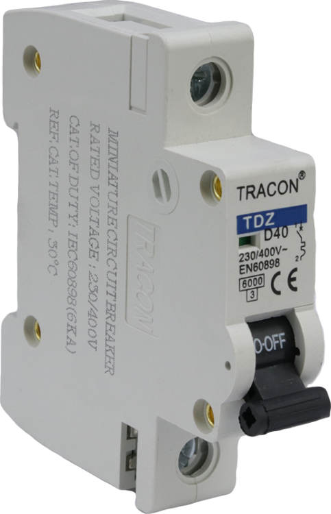 Wyłącznik nadprądowy, 1 pol, charakterystyka D 1A, 6kA TDZ-1D-1 Tracon Electric
