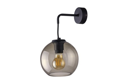 Lampa ścienna Kinkiet Industrialny Loft VETRO I 9132 NOWODVORSKI Lighting E27 nowoczesna oświetleniowa szklana przyciemniana dymiona kula metal czarna przezroczysta szkło dymione Inspiracje Premium