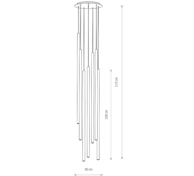 Lampa sufitowa wisząca punktowa Industrialna LASER 1000 BLACK VII 7667 NOWODVORSKI Lighting G9 x7 Loft nowoczesna oprawa oświetleniowa nad stół blat wyspę żyrandol tuba zwis metal czarny czarna Inspiracje Premium