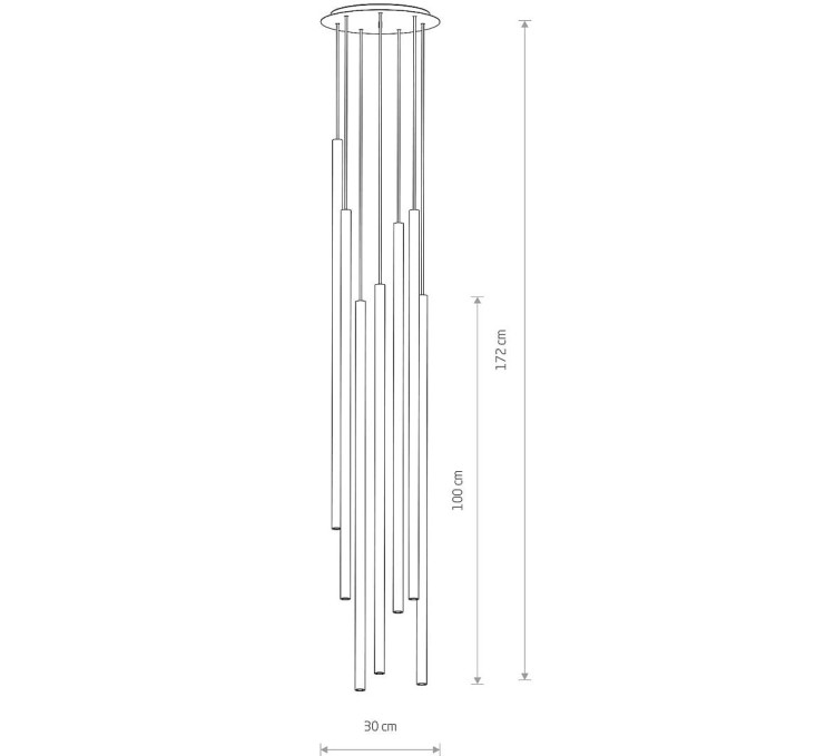 Lampa sufitowa wisząca punktowa Industrialna LASER 1000 SOLID BRASS VII 7668 NOWODVORSKI Lighting G9 x7 Loft nowoczesna oprawa oświetleniowa nad stół blat wyspę żyrandol tuba zwis mosiądz złoto Inspiracje Premium