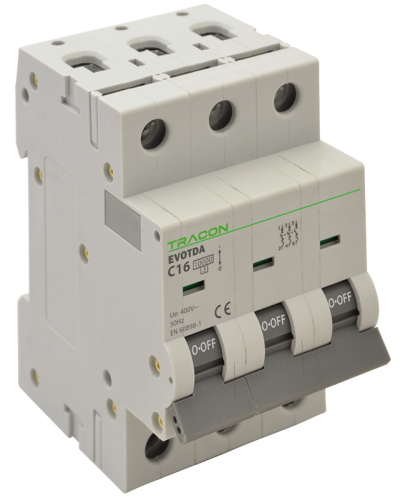 Wyłącznik nadprądowy, 3 pol, charakterystyka C 20A, C, 3P, 10kA TDA-3C-20 Tracon Electric
