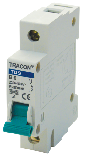 Wyłącznik nadprądowy, 1 pol, char. D, kolorowa dźwignia 4A, 6kA TDS-1D-4 Tracon Electric