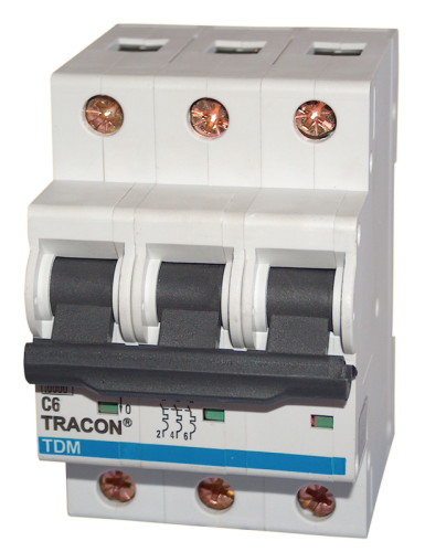 Wyłącznik nadprądowy, 3 pol, charakterystyka C 6A, 10kA TDM-3C-6 Tracon Electric