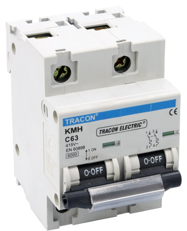 Wyłącznik nadprądowy o dużej mocy, 2 pol, charakterystyka C 63A, 6kA KMH-263 Tracon Electric