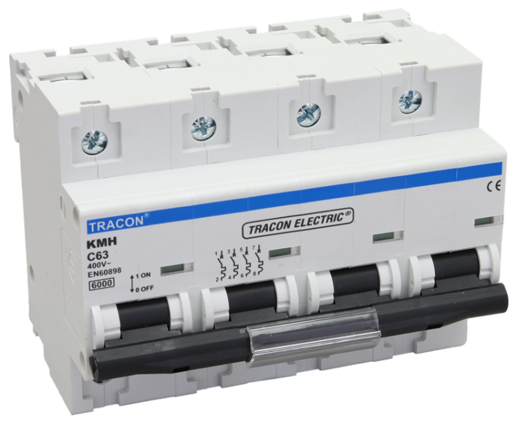 Wyłącznik nadprądowy o dużej mocy, 4 pol, charakterystyka C 100A, 6kA KMH-4100 Tracon Electric