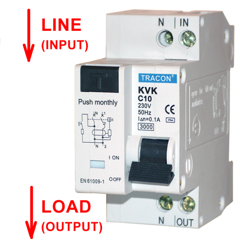 Kombinowany wyłącznik ochronny, 2P, 2 mod, char. C 32A, 100mA, 3kA, AC, E3 KVK-32/10 Tracon Electric