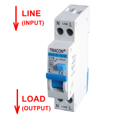 Kombinowany wył. ochronny, elektroniczny, 2P, 1 mod, char. C C20, 30mA, 6kA, AC, E3 KVKVE-20/30 Tracon Electric