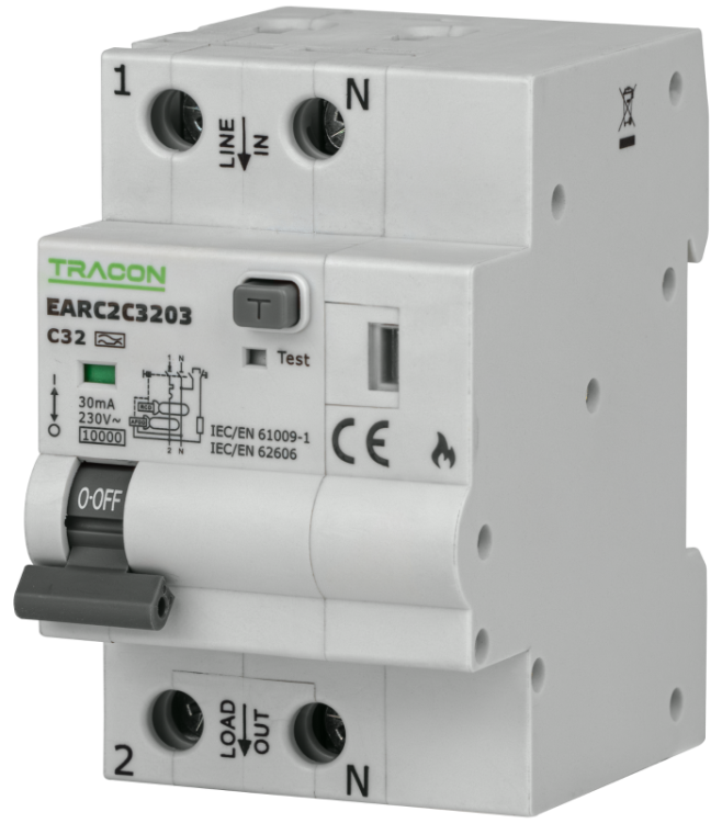 Detektor zwarć łukowych z wył. różnicowym i nadprądowym B40A, 30 mA, 6kA, A EARC2B4003 Tracon Electric