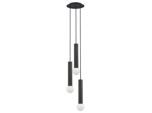 Lampa sufitowa wisząca punktowa Industrialna BATON BLACK III 7856 NOWODVORSKI Lighting E27 x3 Loft nowoczesna oprawa oświetleniowa żyrandol tuba zwis czarny potrójna zwis metal Inspiracje Premium