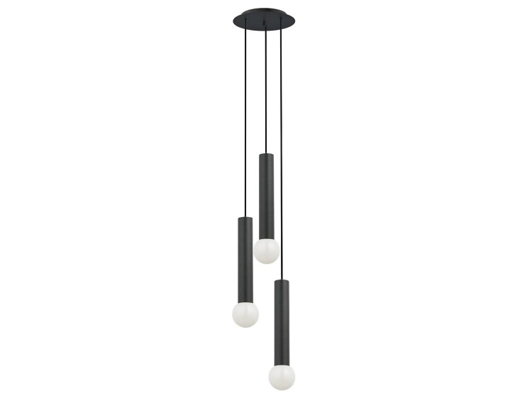 Lampa sufitowa wisząca punktowa Industrialna BATON BLACK III 7856 NOWODVORSKI Lighting E27 x3 Loft nowoczesna oprawa oświetleniowa żyrandol tuba zwis czarny potrójna zwis metal Inspiracje Premium