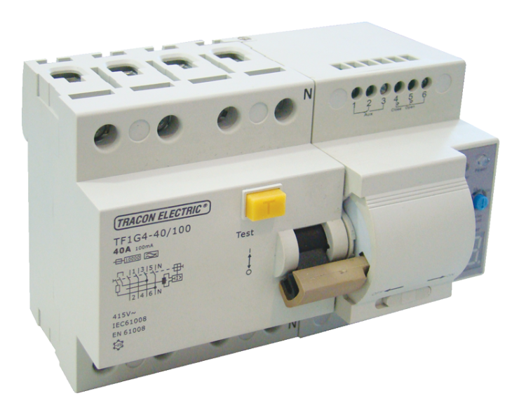 Wyłącznik różnicowo-prądowy z automatyką załączającą, 4-pol 16A, 30mA, 10kA, A / AC TFIG4-16030 Tracon Electric