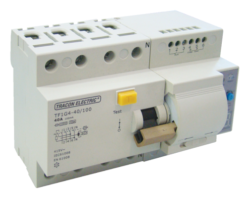 Wyłącznik różnicowo-prądowy z automatyką załączającą, 4-pol 25A, 30mA, 10kA, A / AC TFIG4-25030 Tracon Electric
