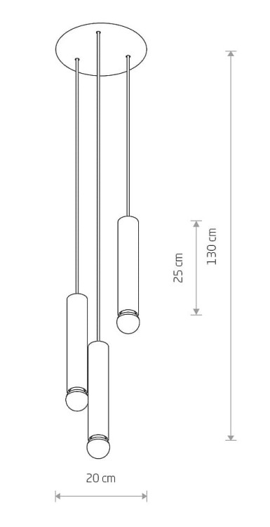 Lampa sufitowa wisząca punktowa Industrialna BATON SOLID BRASS III 7855 NOWODVORSKI Lighting E27 x3 Loft nowoczesna oprawa oświetleniowa żyrandol tuba zwis mosiądz złota złoto-czarna potrójna zwis metal Inspiracje Premium
