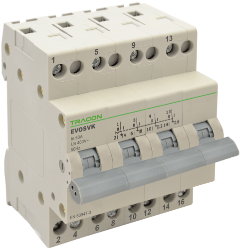 Przełącznik wyboru zasilania na szynę 4P, 63A SVK4-63 Tracon Electric