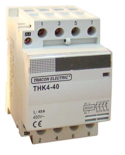 Stycznik instalacyjny 230/400V, 50Hz, 4P, 4×NO, 63/25A, 13/3,8kW, 24V AC THK4-63-24 Tracon Electric
