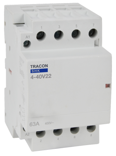 Stycznik instalacyjny 230V AC, 50Hz, 3 Mod, 2×NO+2×NC, AC1/AC7a, 40A SHK4-40V22 Tracon Electric