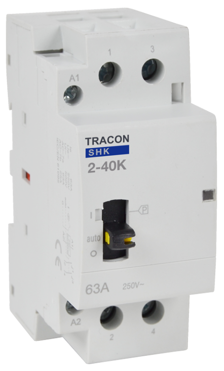 Stycznik instalacyjny 230V AC, 50Hz, 2 Mod, 2×NO, AC1/AC7a, 40A SHK2-40K Tracon Electric
