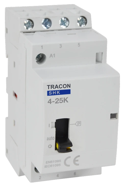 Stycznik instalacyjny 230V AC, 50Hz, 2 Mod, 4×NO, AC1/AC7a, 25A SHK4-25K Tracon Electric