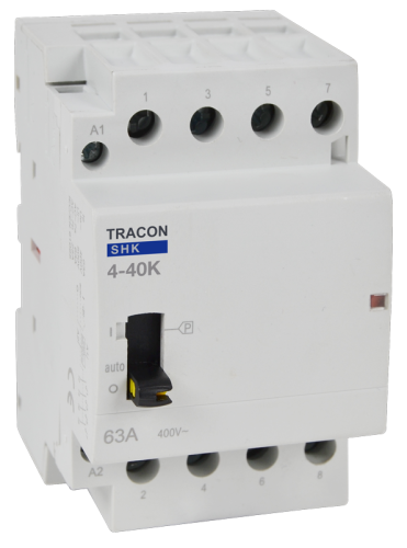 Stycznik instalacyjny 230V AC, 50Hz, 3 Mod, 4×NO, AC1/AC7a, 40A SHK4-40K Tracon Electric