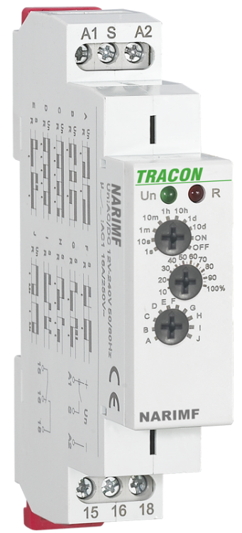 Przekaźnik modułowy wielofunkcyjny (10 funkcji) AC/DC 12-240V, 0,1s-10d, 16A/AC1, 250VAC/24VDC NARIMF Tracon Electric