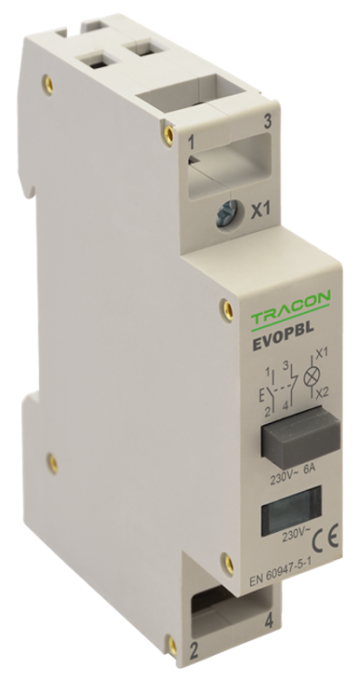 Przycisk modułowy z lampką sygnalizacyjną 230V, 50Hz, 1NO+1NC, LED, Ith:16A, AC-14, Ie:6A EVOPBL Tracon Electric