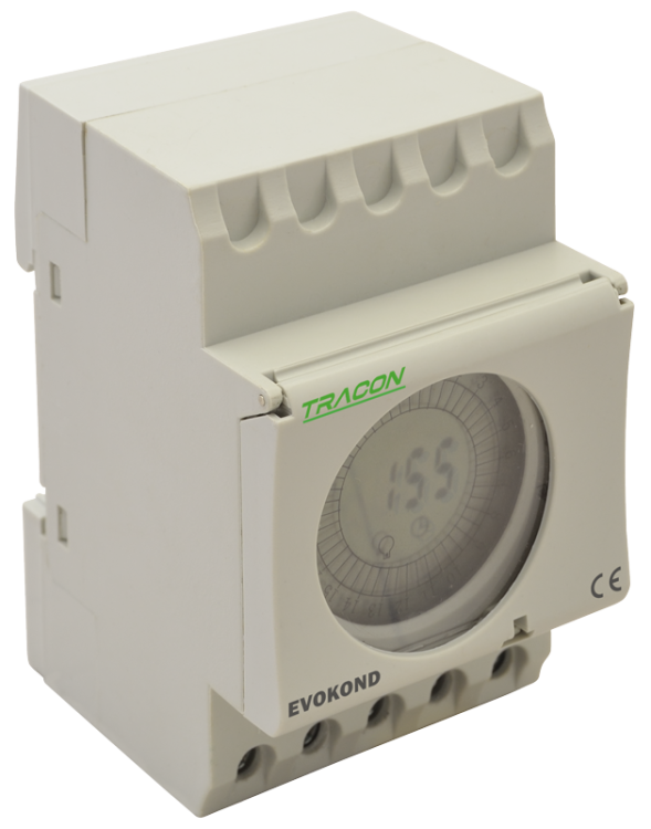 Modułowy zegar dzienny, cyfrowy 230VAC, 16(4)A, 48 ON-OFF EVOKOND Tracon Electric