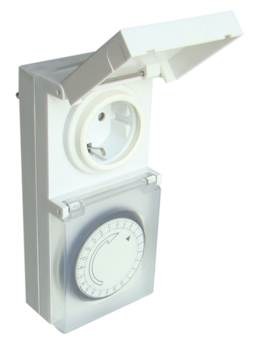 Elektromech. dzienny sieciowy wyłącznik zegarowy, schuko 230V, 16A, IP44 TKO-DNV Tracon Electric