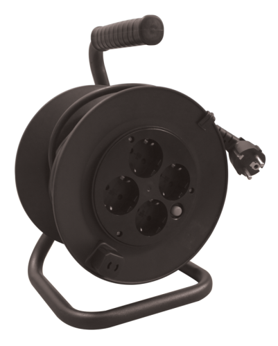 Przedłużacz schuko na bębnie 4×SCHUKO, 20m, 250V AC, 16A, 3×1,5mm2, H05VV-F, IP20 KD-4/20-B Tracon Electric