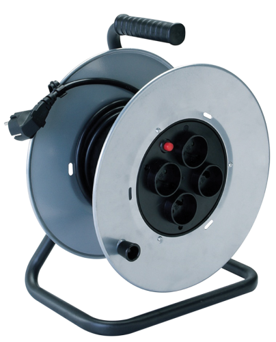 Przedłużacz schuko na bębnie 4×SCHUKO, 50m, 250V AC, 16A, 3×1,5mm2, H05VV-F, IP20 KD-4/50-B Tracon Electric