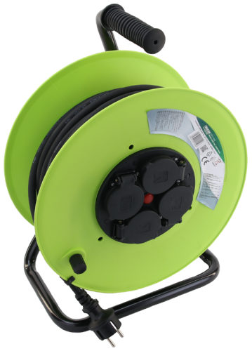 Przedłużacz bębnowy z ramą metalową 4×SCHUKO, 20m, 250V AC, 16 A, 3×1,5mm2, H07RN-F, IP44 KDZ-4/20G Tracon Electric