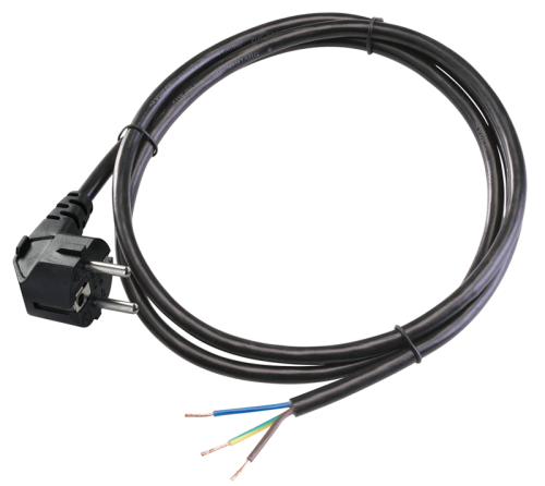 Przewód zasilający z wtyczką 3×1,0mm2, 2m, 16A, 250VAC, H05VV-F,3680W(DUAL Schuko/French) DVK3X1.0 Tracon Electric