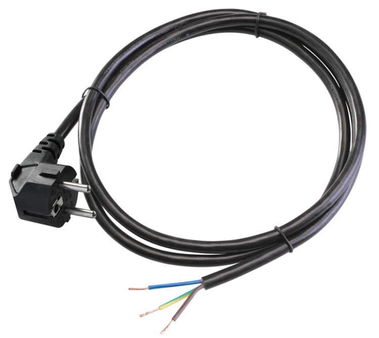 Przewód zasilający z wtyczką 3×1,0mm2, 2m, 16A, 250VAC, H05VV-F,3680W(DUAL Schuko/French) DVK3X1.0 Tracon Electric