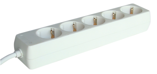 Przedłużacz wielogniazdowy schuko, biały 5×SCHUKO, 3m, max.16A, 250VAC, 3680W, 3x1,5mm2, H05VV-F H5-3M Tracon Electric