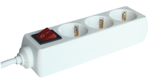 Przedłużacz wielogniazdowy z wyłącznikiem, schuko, biały 3×SCHUKO, 1,5m, max.16A, 250VAC, 3680W, 3x1,0mm2, H05VV-F HK3 Tracon Electric