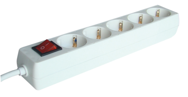 Przedłużacz wielogniazdowy z wyłącznikiem, schuko, biały 5×SCHUKO, 3m, max.16A, 250VAC, 3680W, 3x1,5mm2, H05VV-F HK5-3M Tracon Electric