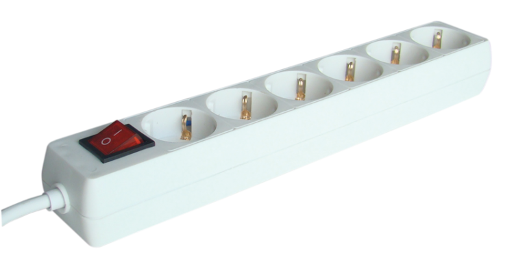 Przedłużacz wielogniazdowy z wyłącznikiem, schuko, biały 6×SCHUKO, 3m, max.16A, 250VAC, 3680W, 3x1,5mm2, H05VV-F HK6-3M Tracon Electric