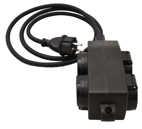 Wielogniazdowy przedłużacz z przełącznikiem, na zewnątrz, cz 16A/250VAC, IP44, H07RN-F, 3G1.5, 5m, 4×SCHUKO KE4-5M Tracon Electric