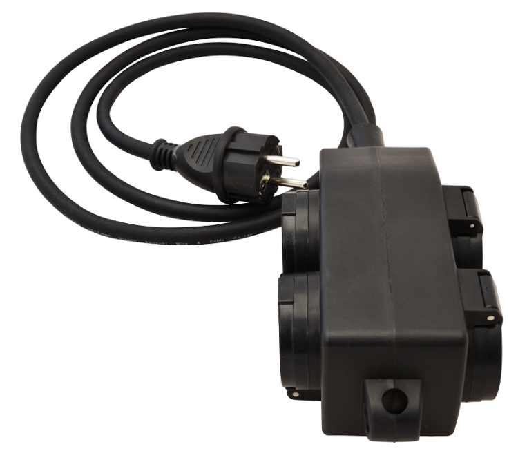 Wielogniazdowy przedłużacz z przełącznikiem, na zewnątrz, cz 16A/250VAC, IP44, H07RN-F, 3G1.5, 5m, 4×SCHUKO KE4-5M Tracon Electric
